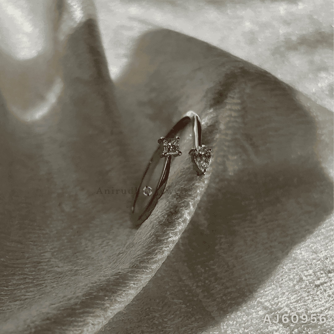 Pear & Princess Cut Open Diamond Ring By Anirudh Jewels