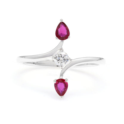 Pear Ruby With Diamonds Wrap Ring 14k Gold Anirudh Jewels