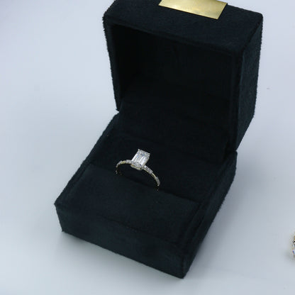 Yellow Gold Emerald-Cut Diamond Solitaire Ring