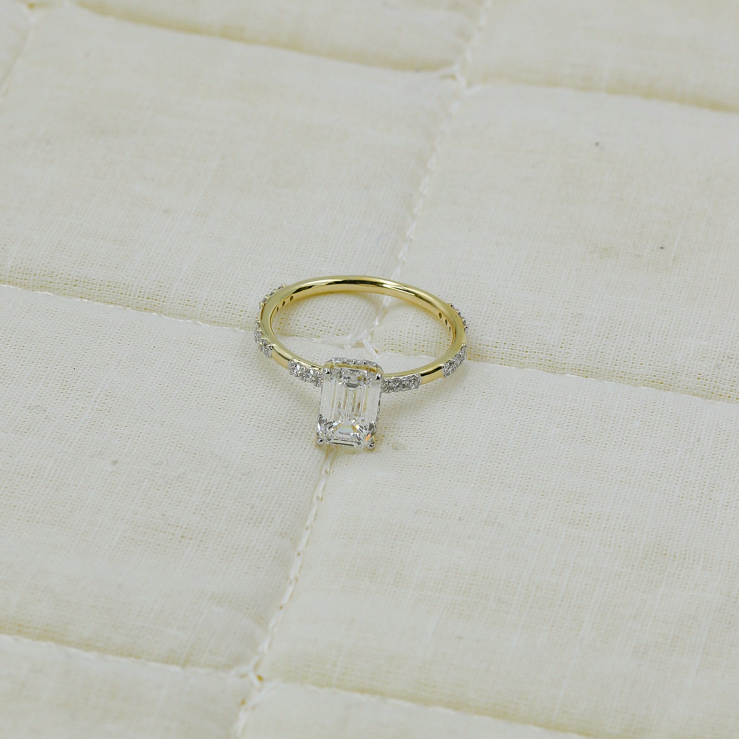 Yellow Gold Emerald-Cut Diamond Solitaire Ring