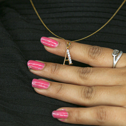 Yellow Gold Initial 'ALPHABET' Diamond Pendant with Chain