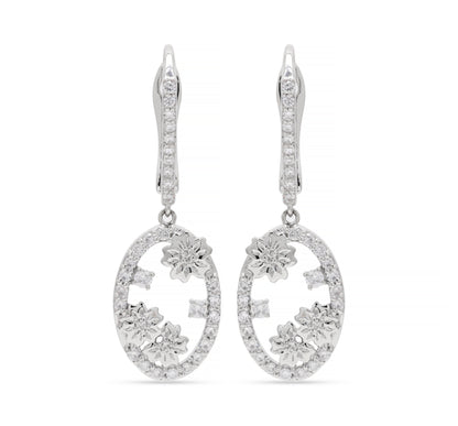 Dainty Diamond Dangle Drop Earrings 14k Gold