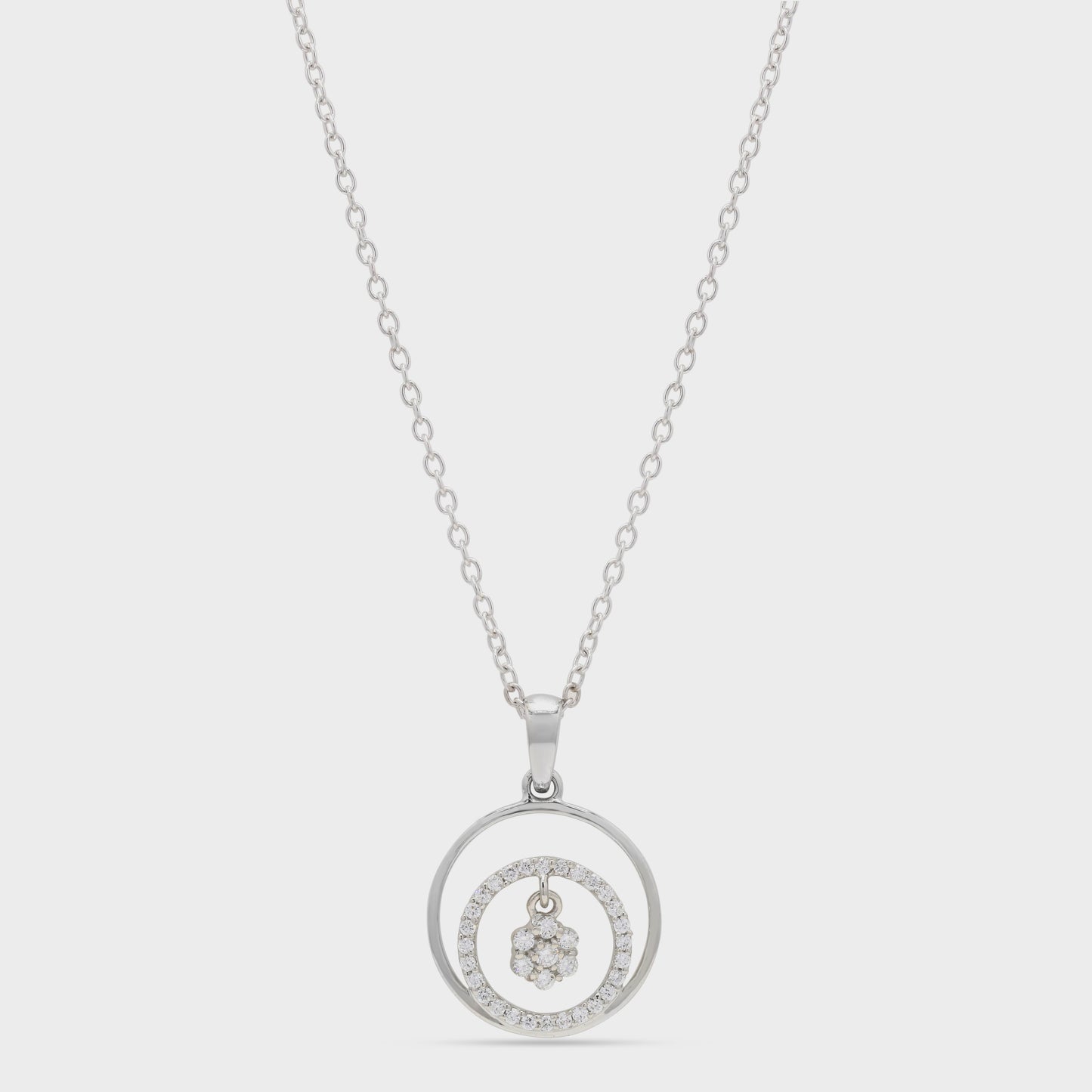 Dainty Double Circle Diamond Pendant Necklace