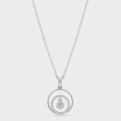 Dainty Double Circle Diamond Pendant Necklace