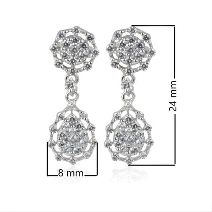 Dainty White Gold Dangle Drop Earrings By Anirudh Jewels