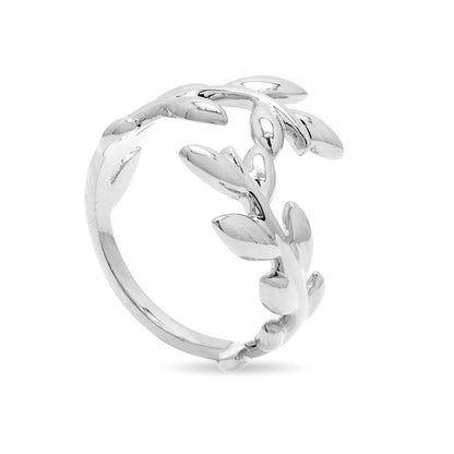 Elegant Golden Olive Leaf Open Cuff Ring