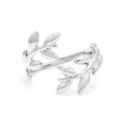 Elegant Golden Olive Leaf Open Cuff Ring