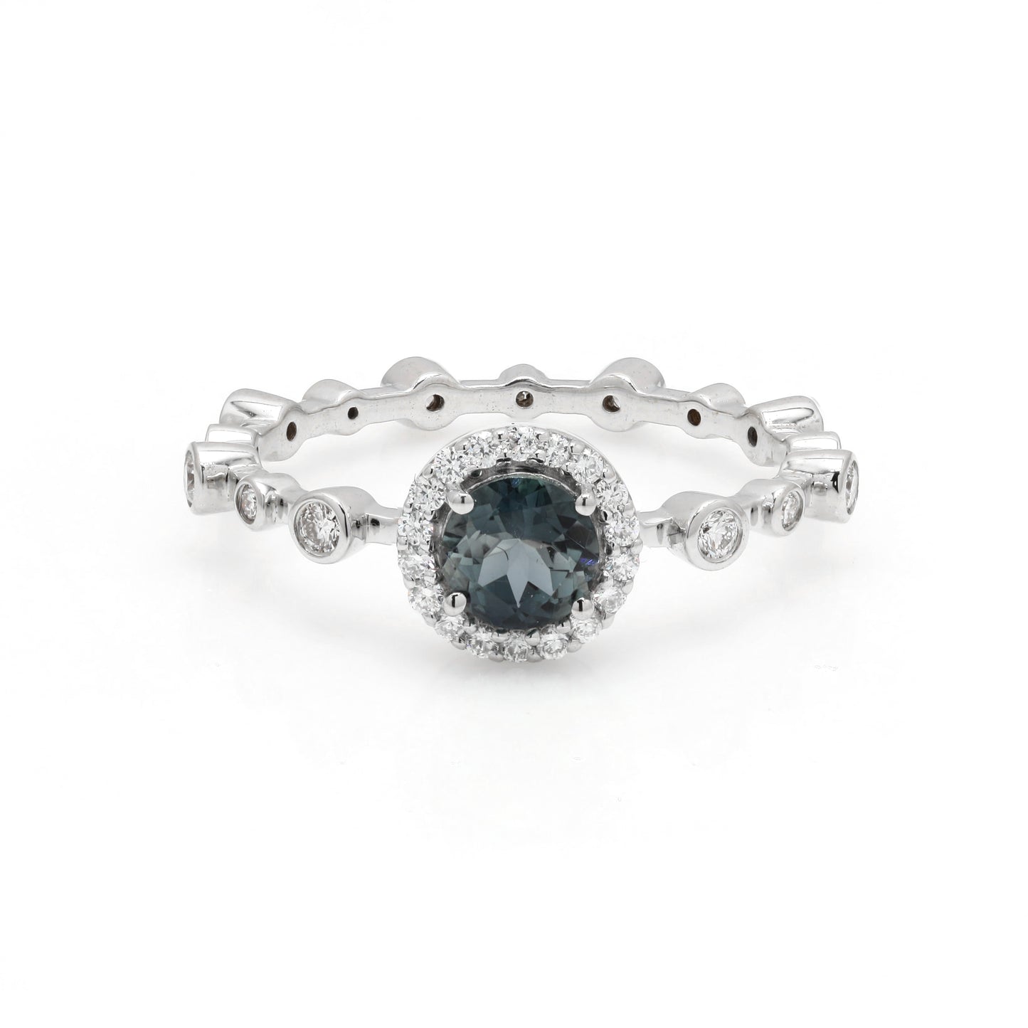 Blue Toapz & Diamond Engagement Ring 14K Gold