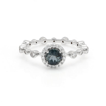 Blue Toapz & Diamond Engagement Ring 14K Gold