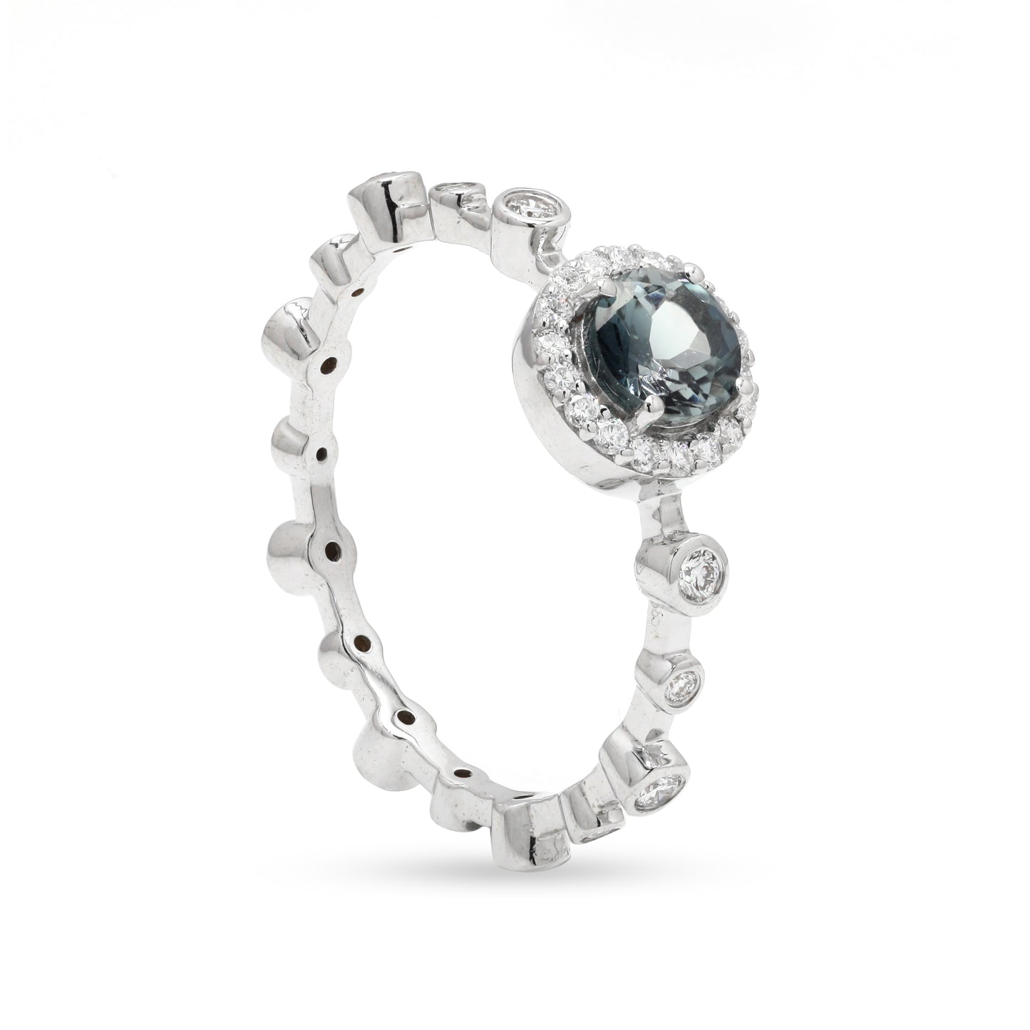 Blue Toapz & Diamond Engagement Ring 14K Gold