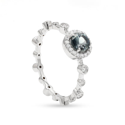 Blue Toapz & Diamond Engagement Ring 14K Gold