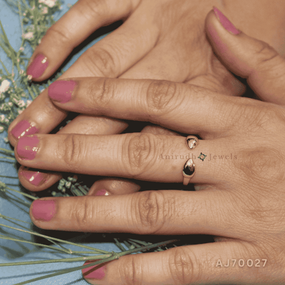 Golden Dew Adjustable Ring By Anirudh Jewels
