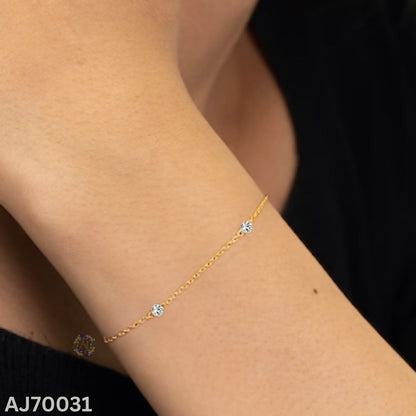 Round Moissanite Diamond Bezel Set Single Piece Station Anklet Bracelet