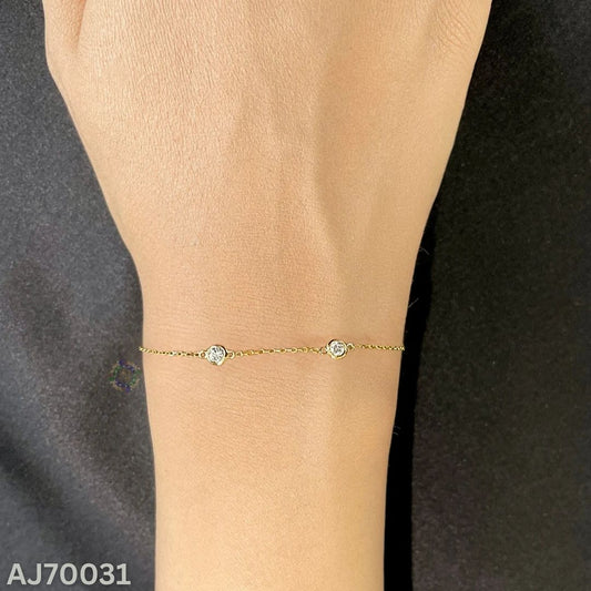 Round Moissanite Diamond Bezel Set Single Piece Station Anklet Bracelet