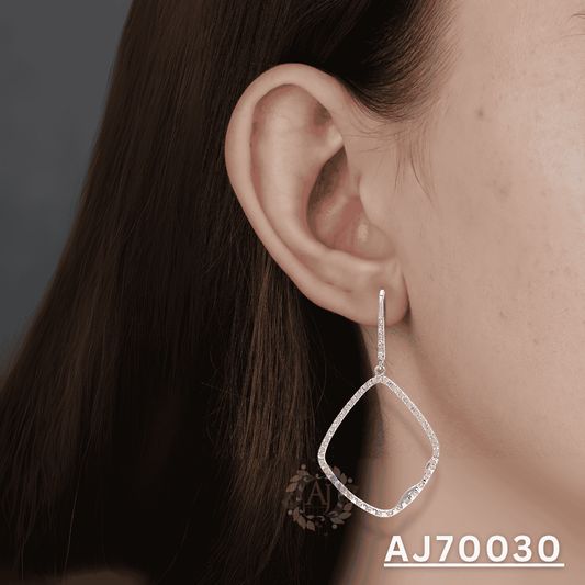 Elegant Wave Diamond Drop Earrings by Anirudh Jewels