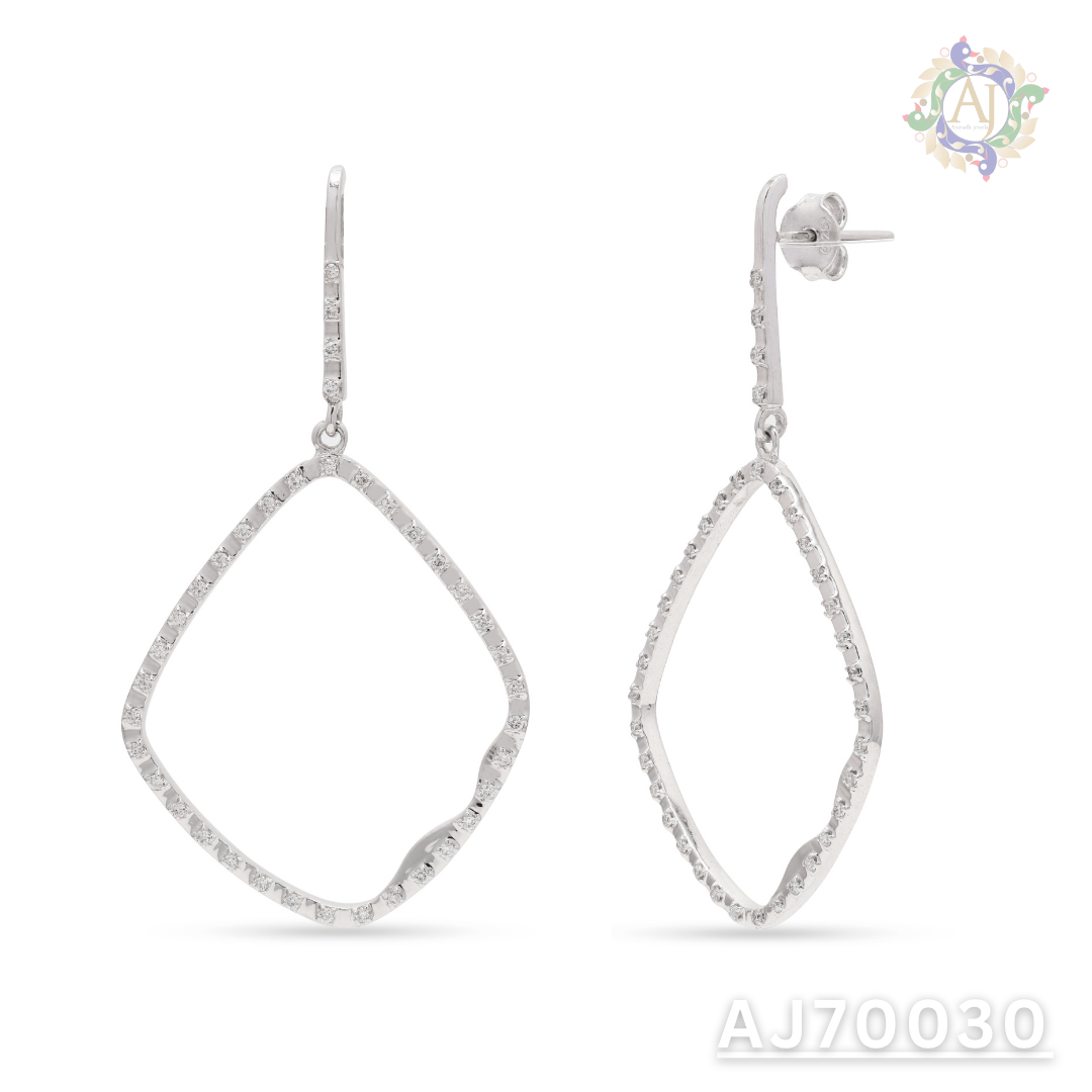 Elegant Wave Diamond Drop Earrings by Anirudh Jewels