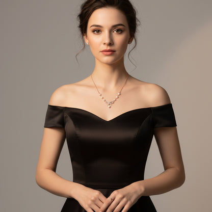 Sailor Bow Golden Diamond Pendant Necklace by Anirudh Jewels