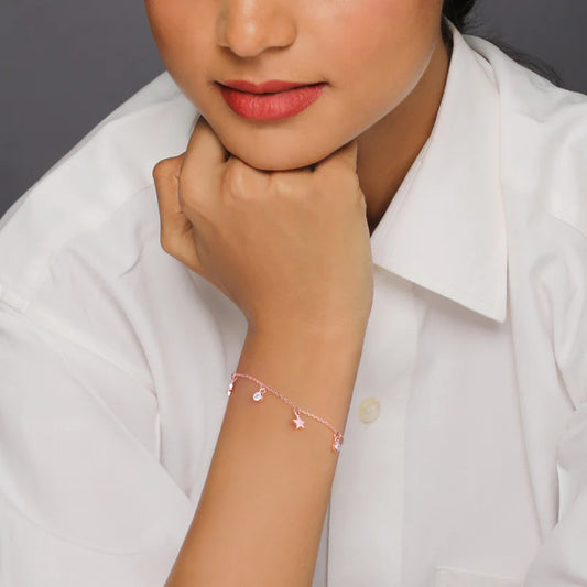 Diamond Charm Gold Bracelet – 0.30ct CVD EF-VVS Dainty Luxury - Anirudh Jewels