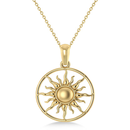 Celestial Sun Disc Gold Pendant Necklace
