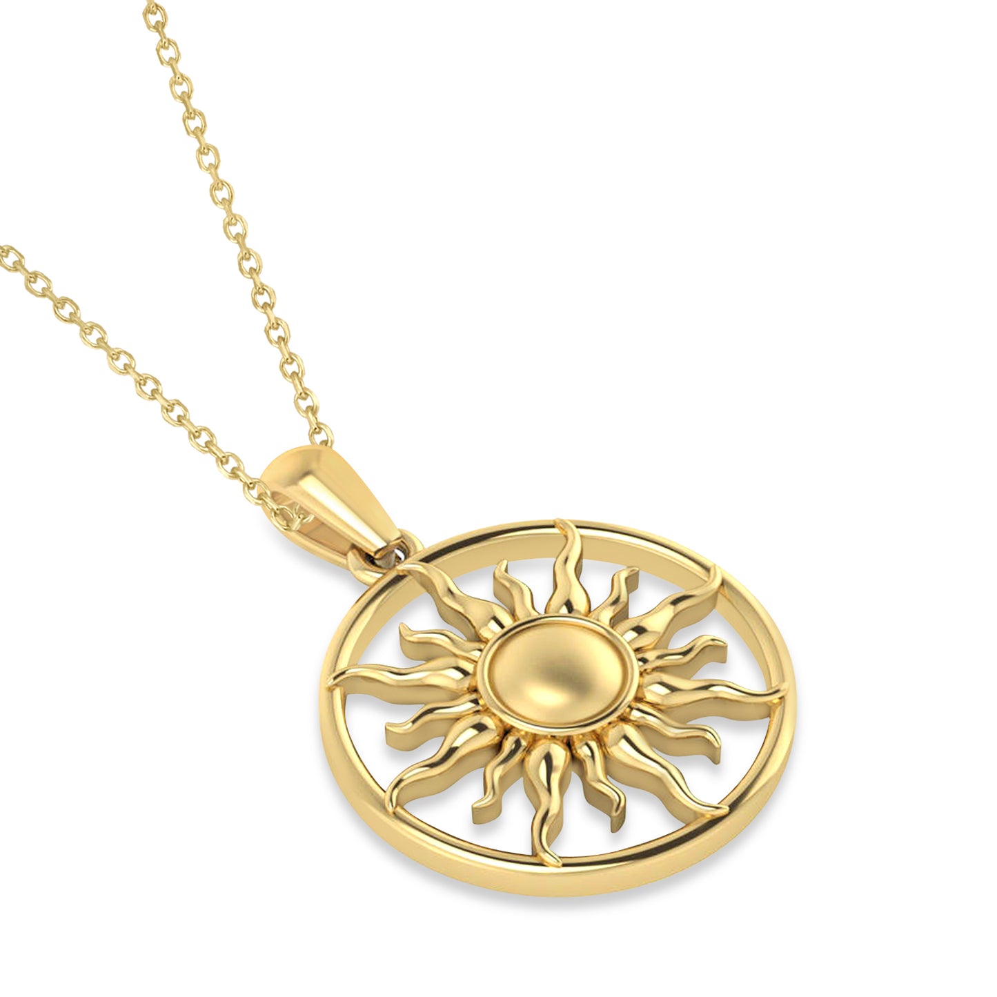 Celestial Sun Disc Gold Pendant Necklace