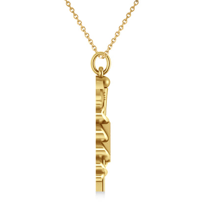 Yellow Gold Caduceus Medical Symbol Necklace