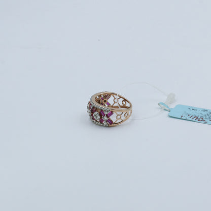 Diamond & Ruby Architectural Wide Band Ring