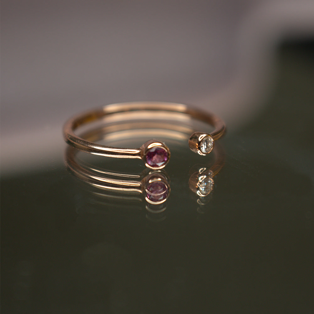 Delicate Tourmaline and Diamond Ring in Gold | Minimalist Fine Jewelry by Anirudh Jewels