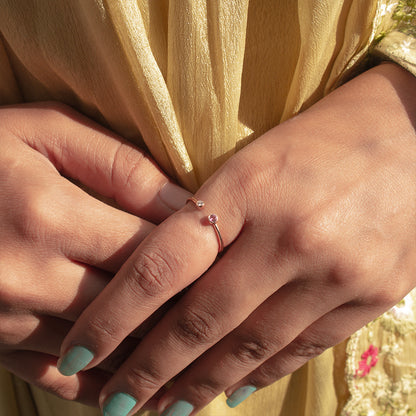 Delicate Tourmaline and Diamond Ring in Gold | Minimalist Fine Jewelry by Anirudh Jewels