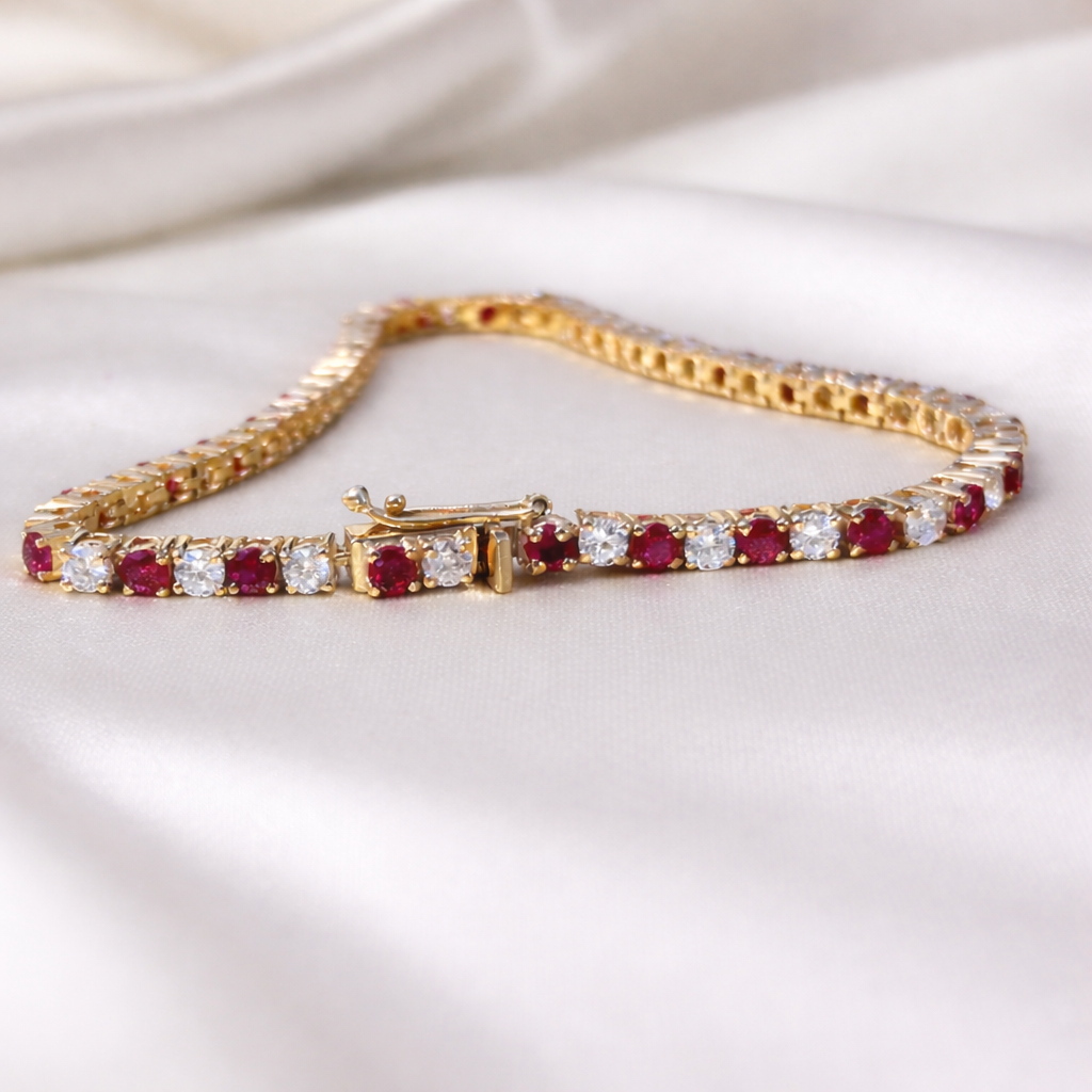 Ruby & Diamond Regal Tennis Bracelet