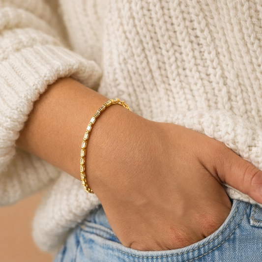 Baguette Statement Diamond Tennis Bracelet - Anirudh Jewels