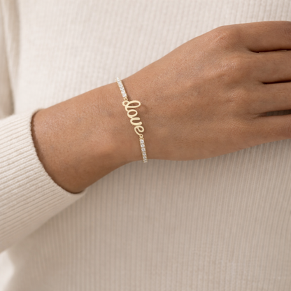 Diamond Love Script Tennis Bracelet