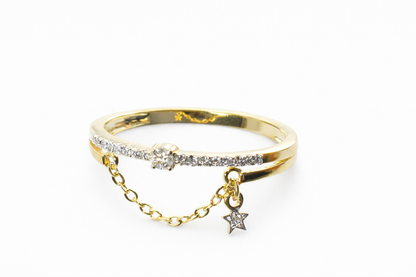 Yellow Gold Celestial Charm Diamond Ring
