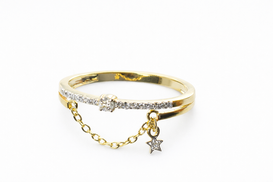 Yellow Gold Celestial Charm Diamond Ring