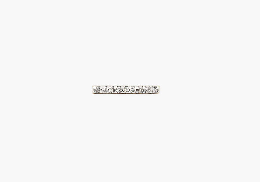Small rectangular earring with clear stones on a white background