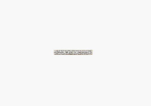 Small rectangular earring with clear stones on a white background