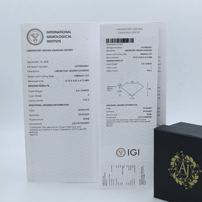 White Gold Emerald Cut Solitaire Diamond Ring with Side Accents