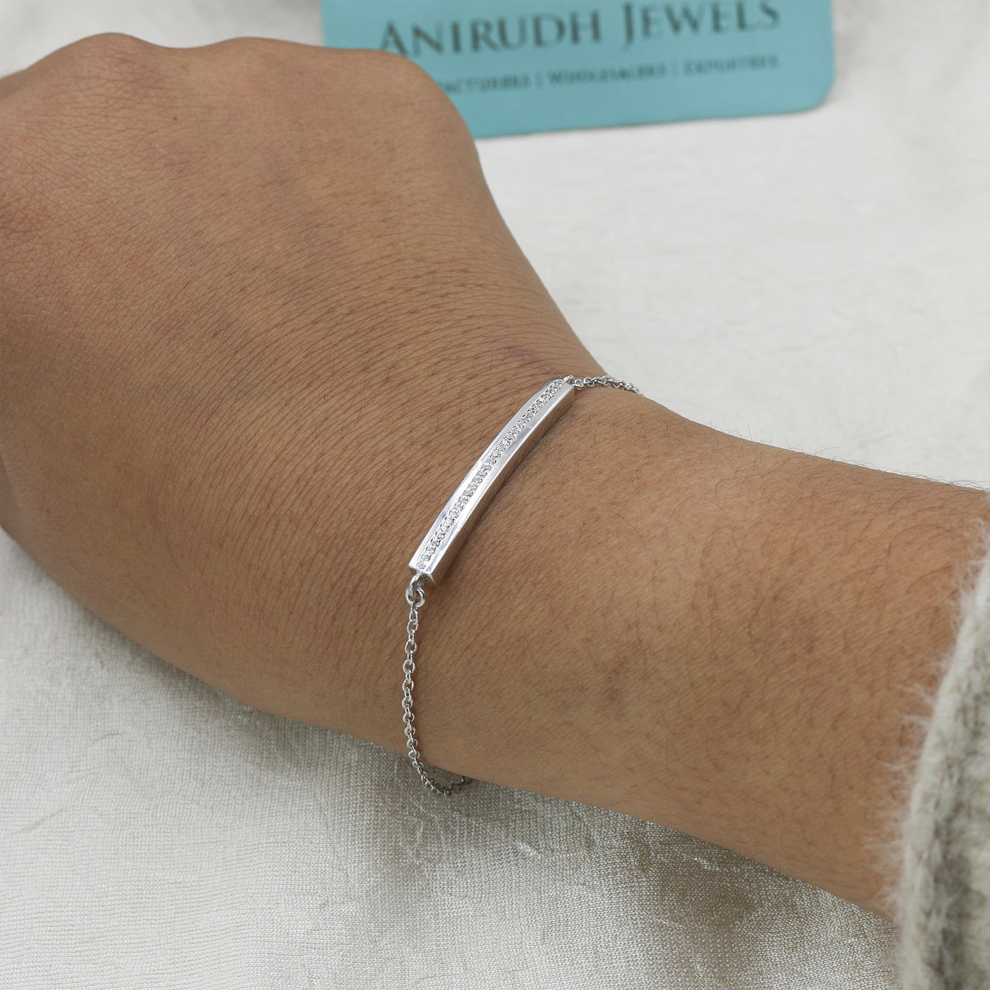 Minimal Diamond Bar Gold Bracelet - Anirudh Jewels