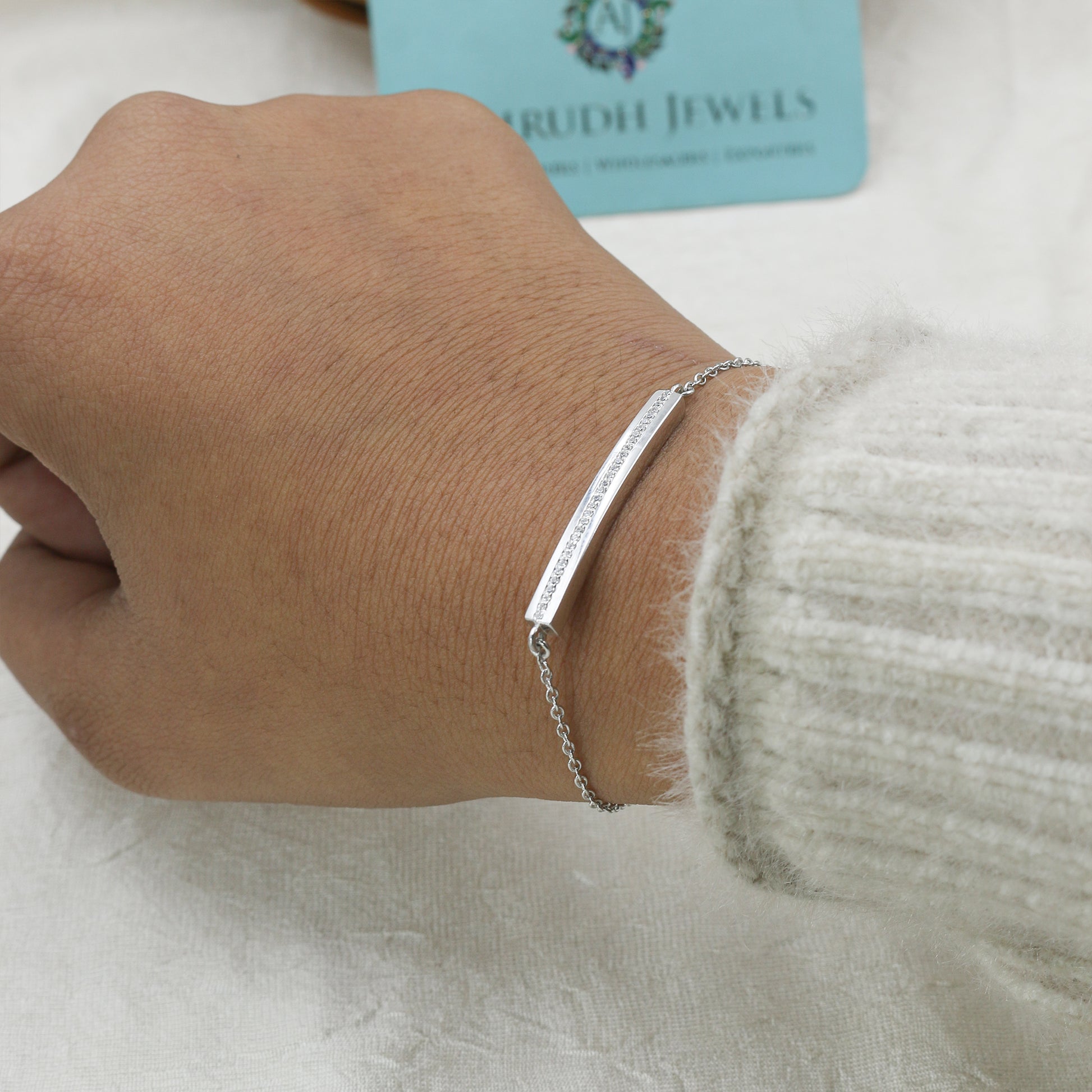 Minimal Diamond Bar Gold Bracelet - Anirudh Jewels