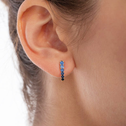 Blue Sapphire Hoop Earrings for Women – Luxury Gold Gemstone Hoop Earrings - Anirudh Jewels