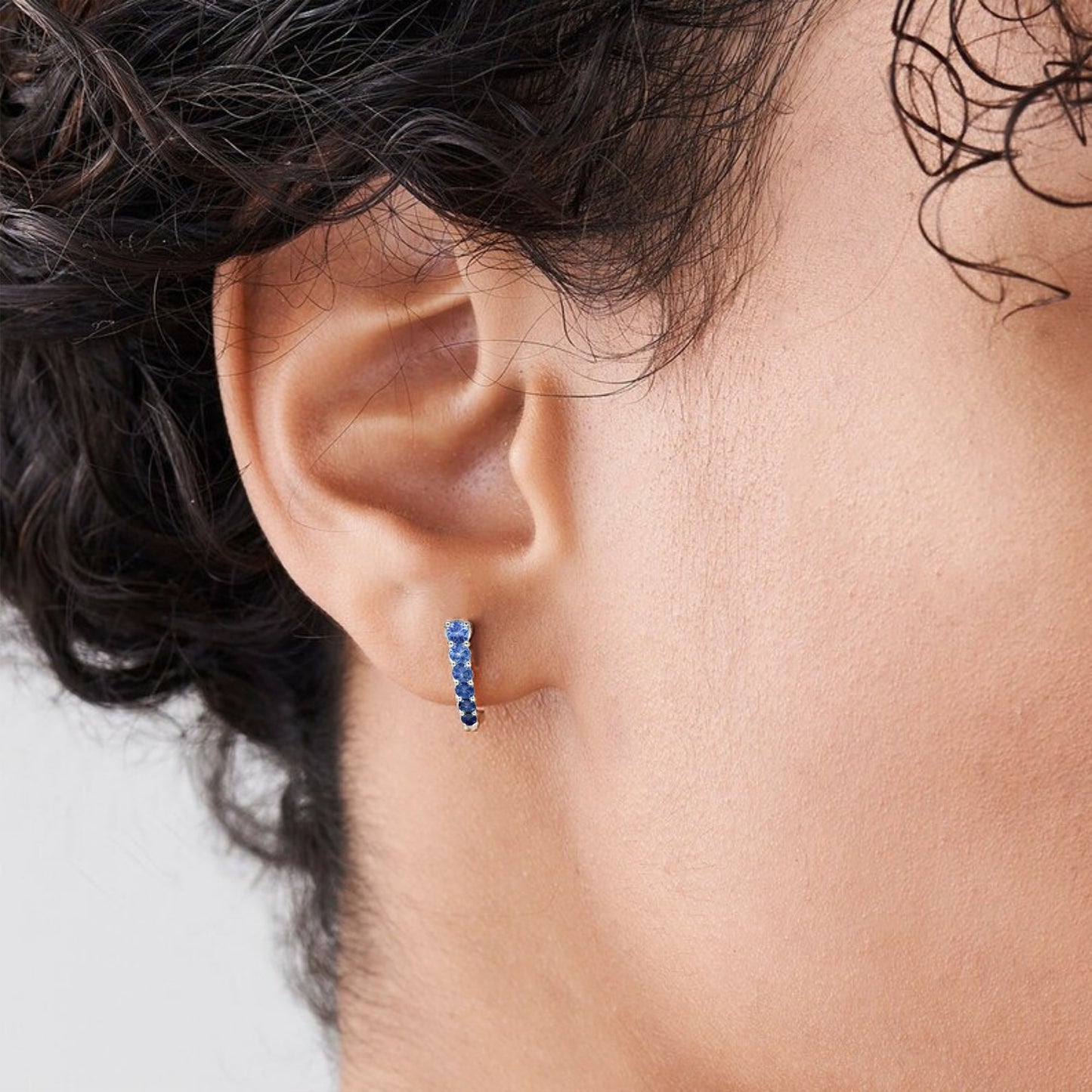 Blue Sapphire Hoop Earrings for Women – Luxury Gold Gemstone Hoop Earrings - Anirudh Jewels