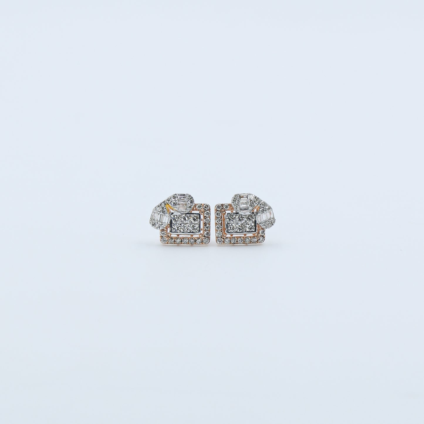 Diamond & Mixed-Cut Architectural Stud Earrings