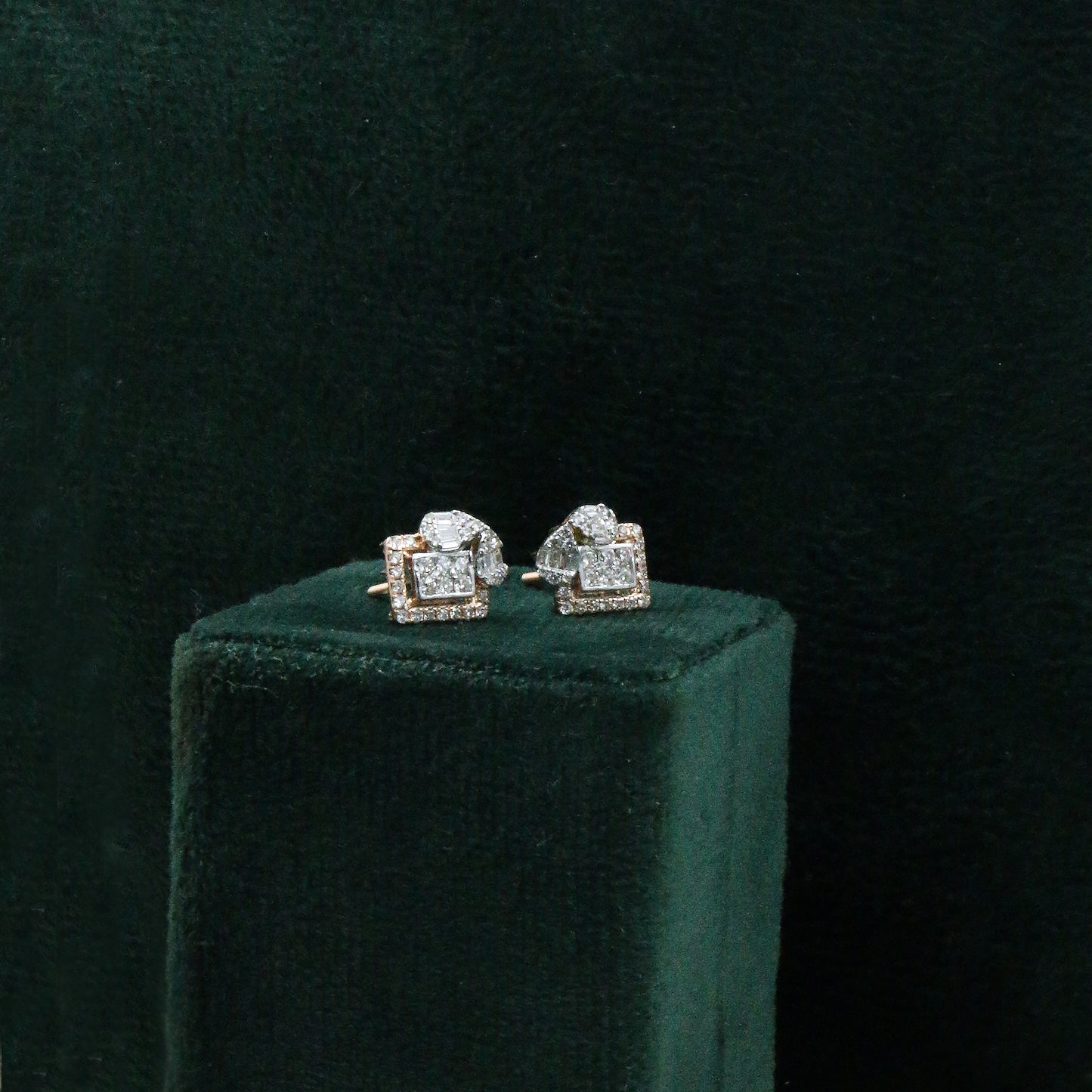 Diamond & Mixed-Cut Architectural Stud Earrings