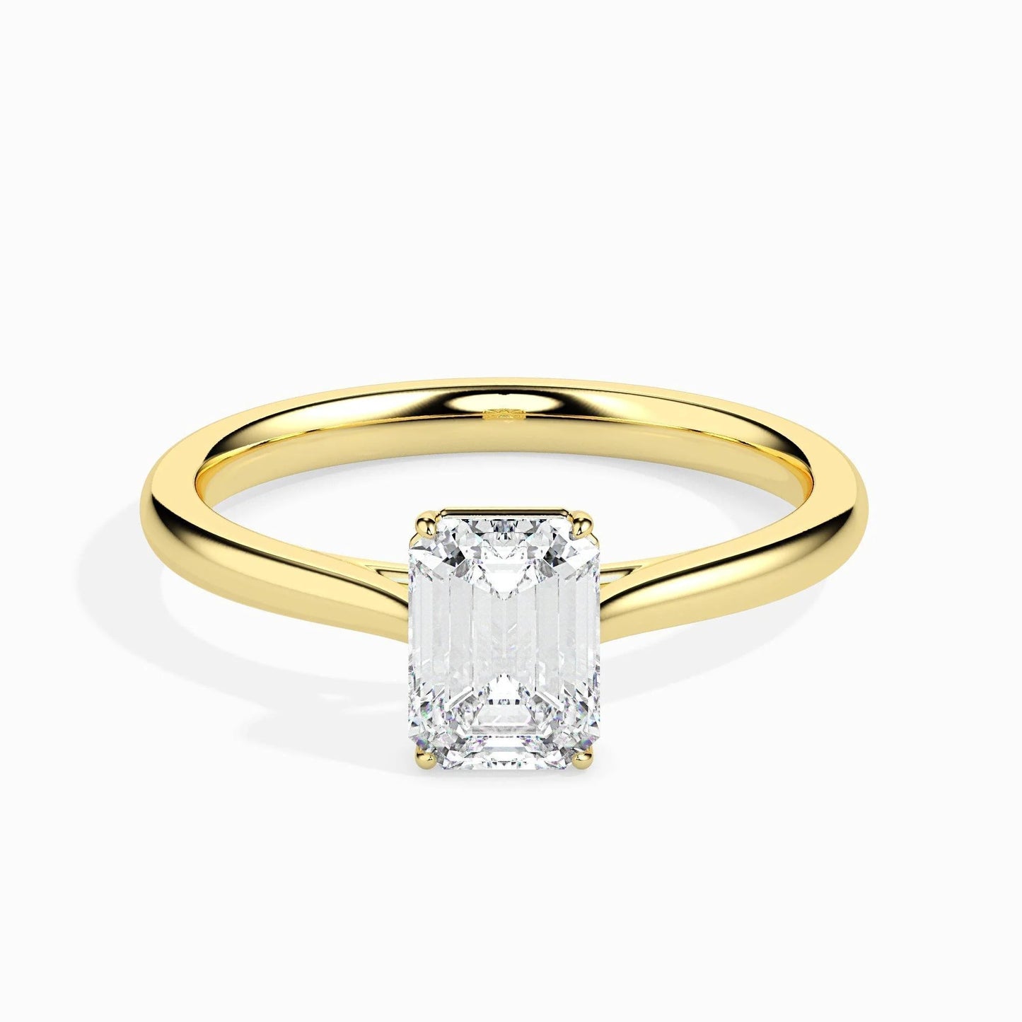 Yellow Gold CVD Baguette Diamond Solitaire Ring