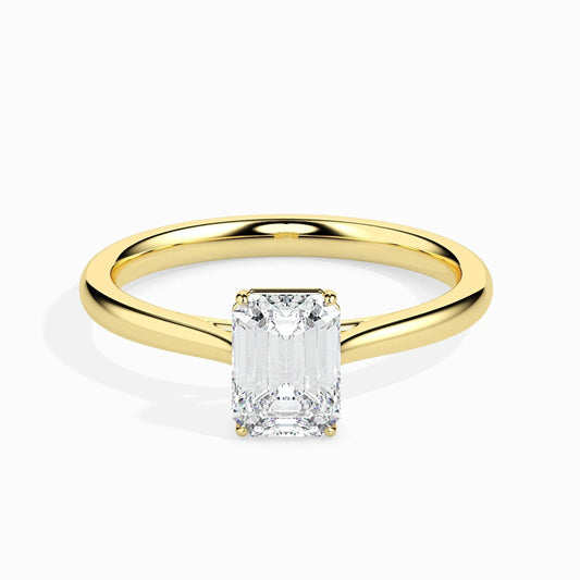 Yellow Gold CVD Baguette Diamond Solitaire Ring