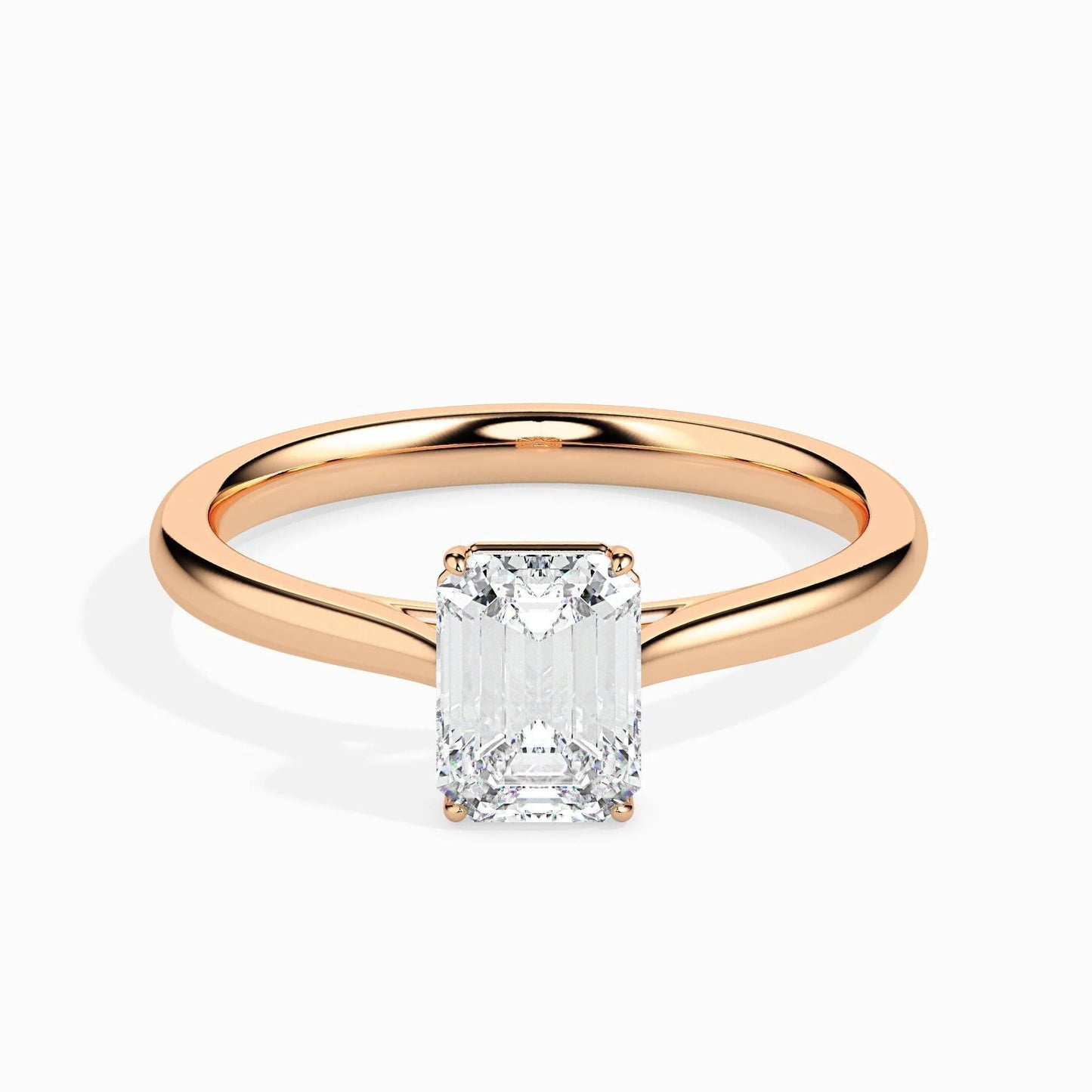 Yellow Gold CVD Baguette Diamond Solitaire Ring