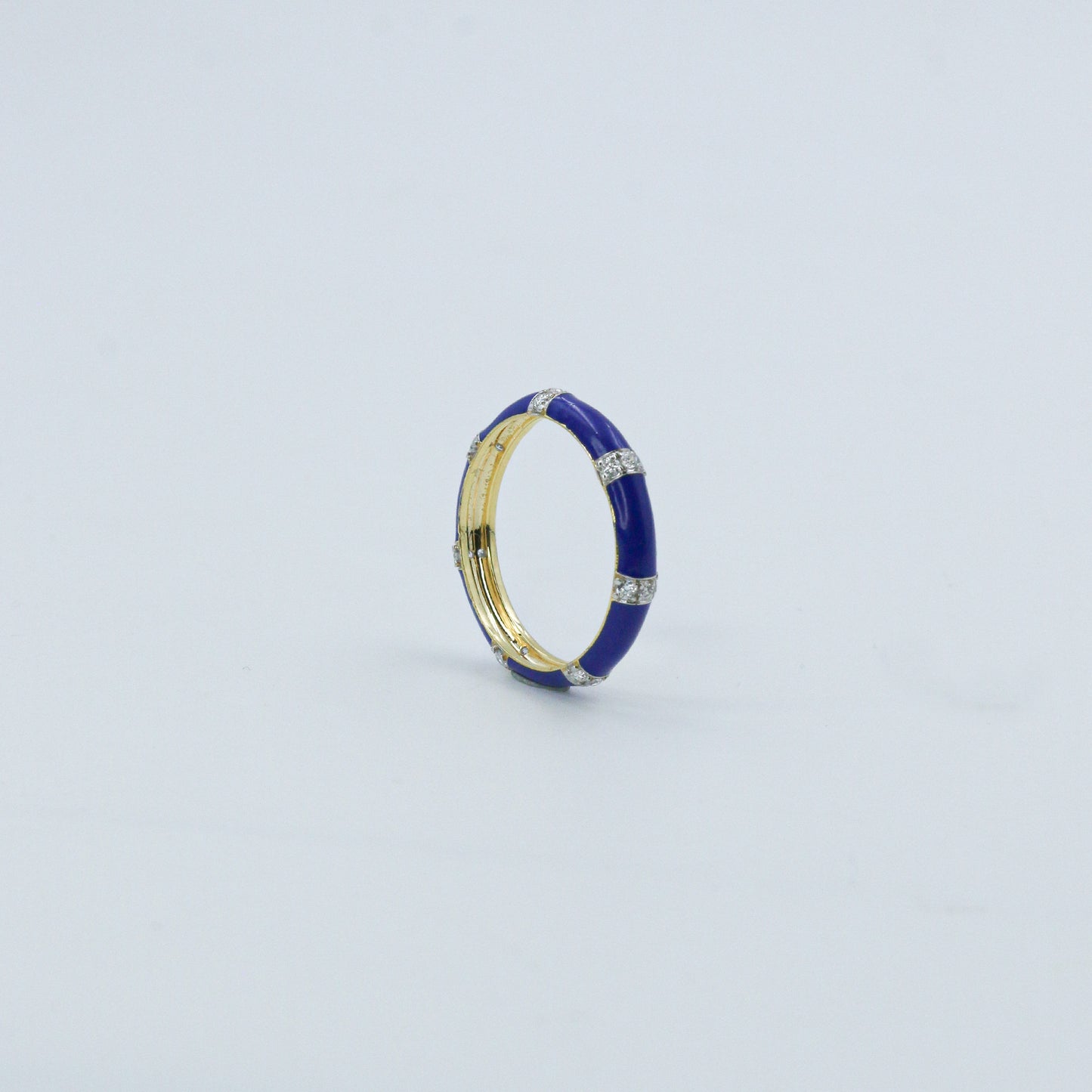 Royal Blue Enamel and Diamond Accent Band Ring