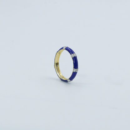 Royal Blue Enamel and Diamond Accent Band Ring