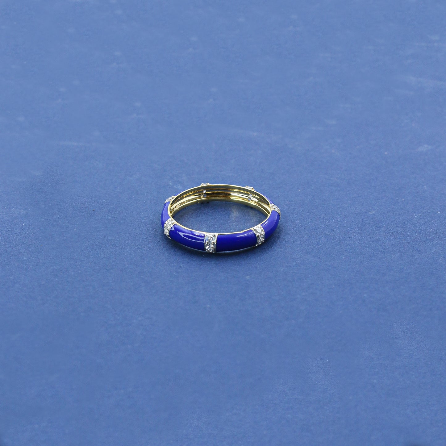 Royal Blue Enamel and Diamond Accent Band Ring