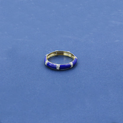 Royal Blue Enamel and Diamond Accent Band Ring