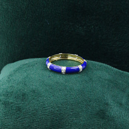 Royal Blue Enamel and Diamond Accent Band Ring